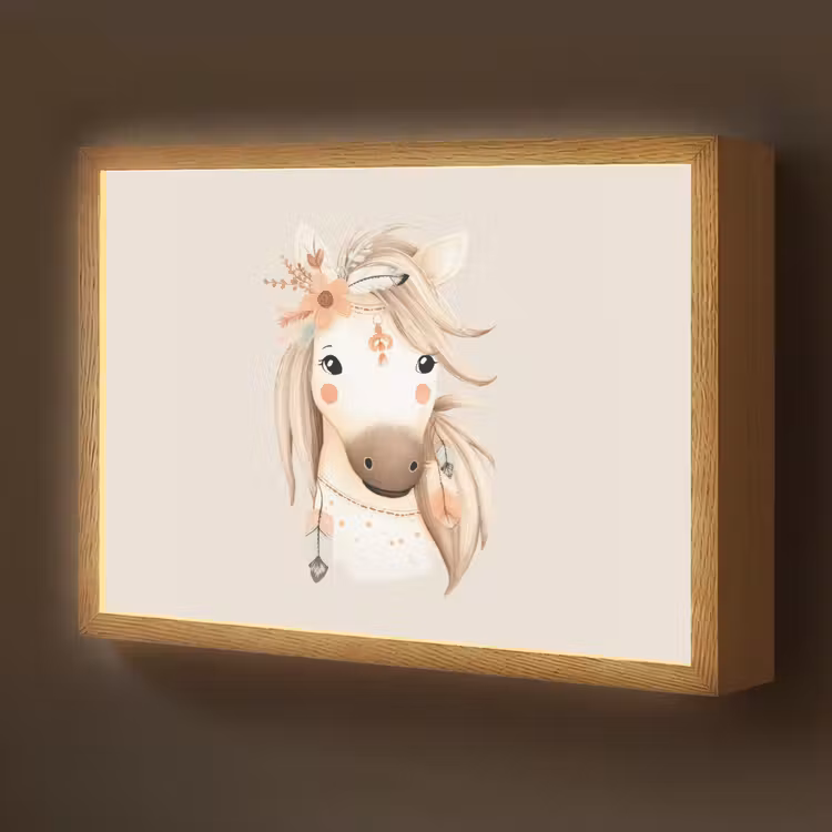 Paard - Bohemian - Pastel Light Box met batterij (Wandlamp kind) middel -z3d_website