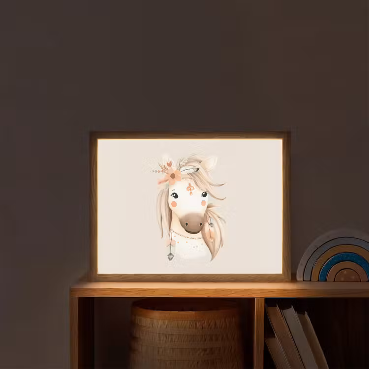 Paard - Bohemian - Pastel Light Box met batterij (Wandlamp kind) middel -sfeer1_kind