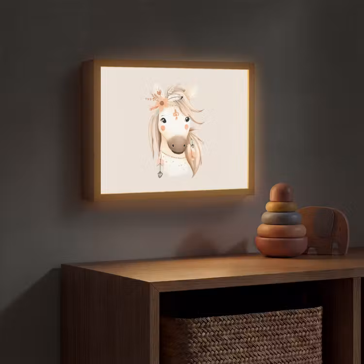 Paard - Bohemian - Pastel Light Box met batterij (Wandlamp kind) middel -sfeer5_kind