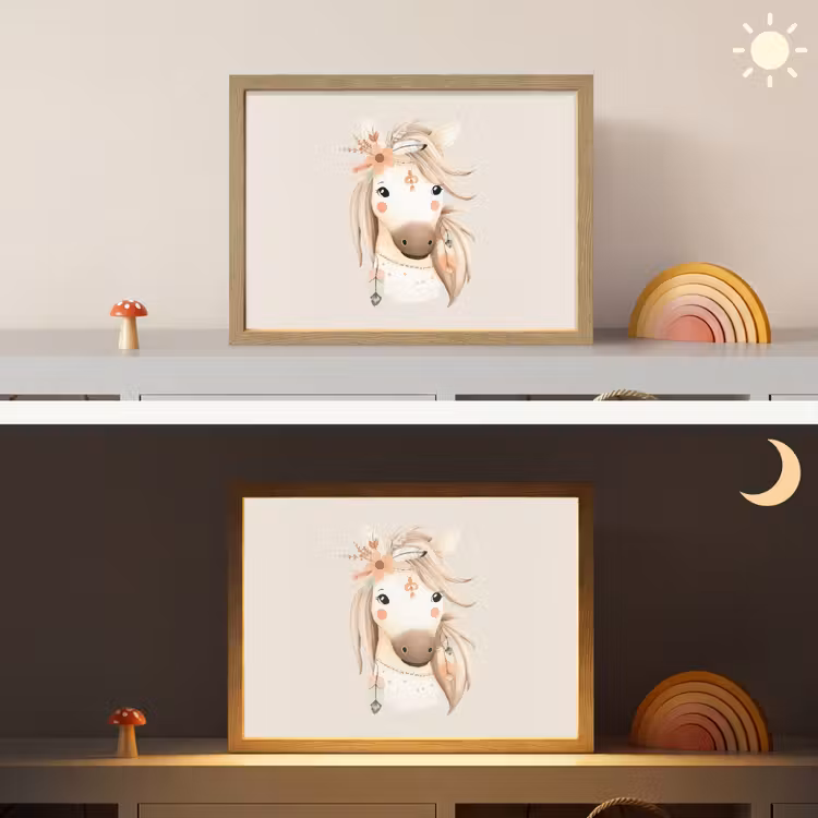 Paard - Bohemian - Pastel Light Box met batterij (Wandlamp kind) middel -sfeer3_kind