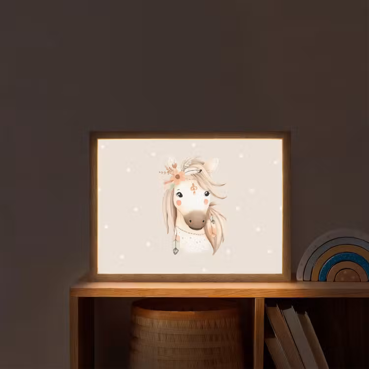 Paard - Bohemian - Pastel - Stippen Light Box met batterij (Wandlamp kind) middel -sfeer1_kind