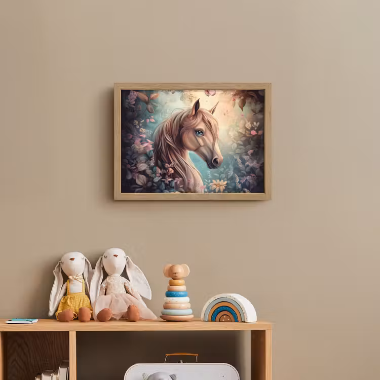 Paard - Bloemen - Vlinders Light Box met batterij (Wandlamp kind) middel -sfeer2_kind