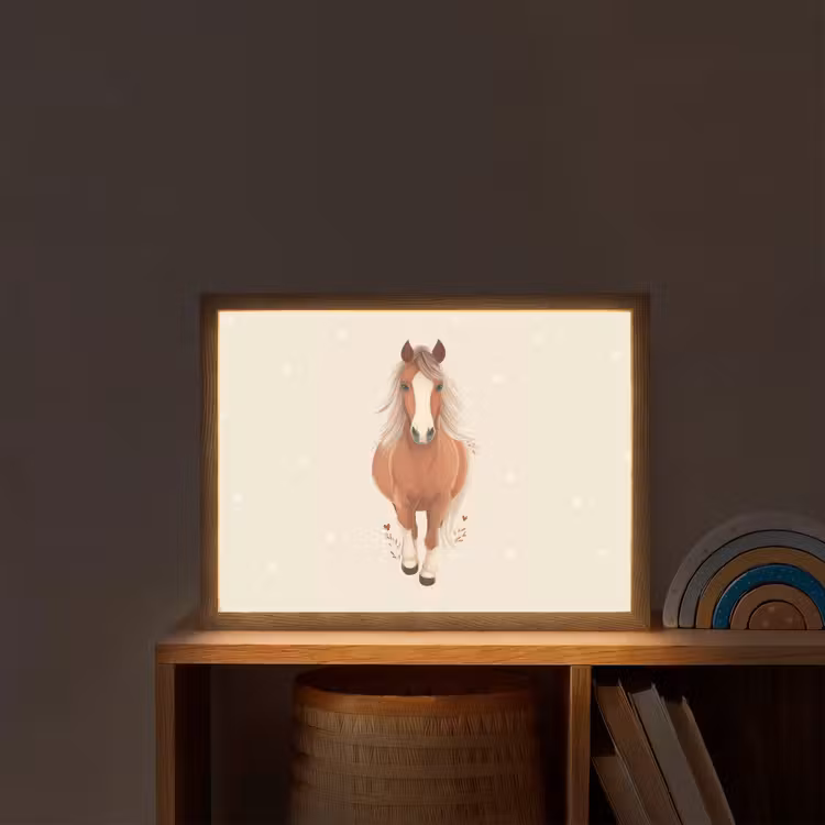 Paard - Galop - Bruin - Stippen Light Box met batterij (Wandlamp kind) middel -sfeer1_kind