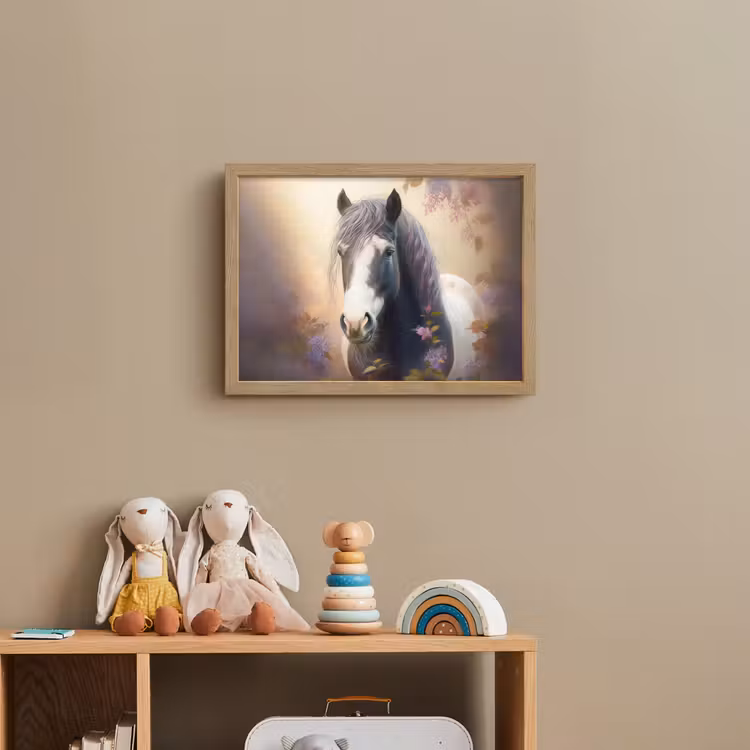 Paard - Natuur - Dieren - Bloemen - Paars Light Box met batterij (Wandlamp kind) middel -sfeer2_kind