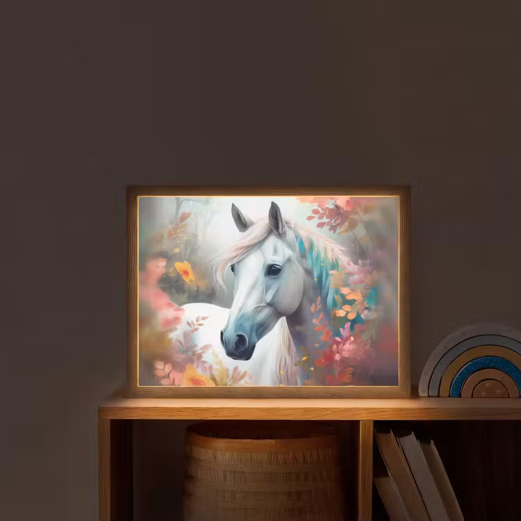 Paard - Natuur - Bloemen - Dieren - Bos Light Box met batterij (Wandlamp kind) middel -sfeer1_kind