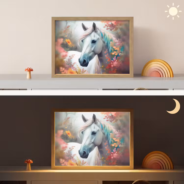Paard - Natuur - Bloemen - Dieren - Bos Light Box met batterij (Wandlamp kind) middel -sfeer3_kind