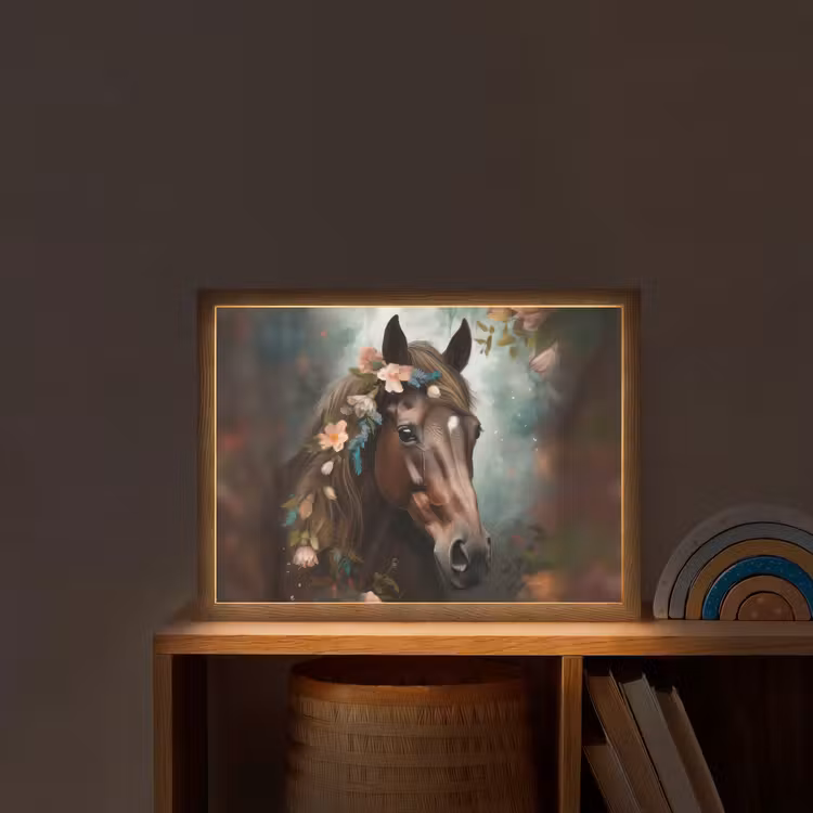 Paard - Natuur - Bloemen - Dieren - Bos Light Box met batterij (Wandlamp kind) middel -sfeer1_kind