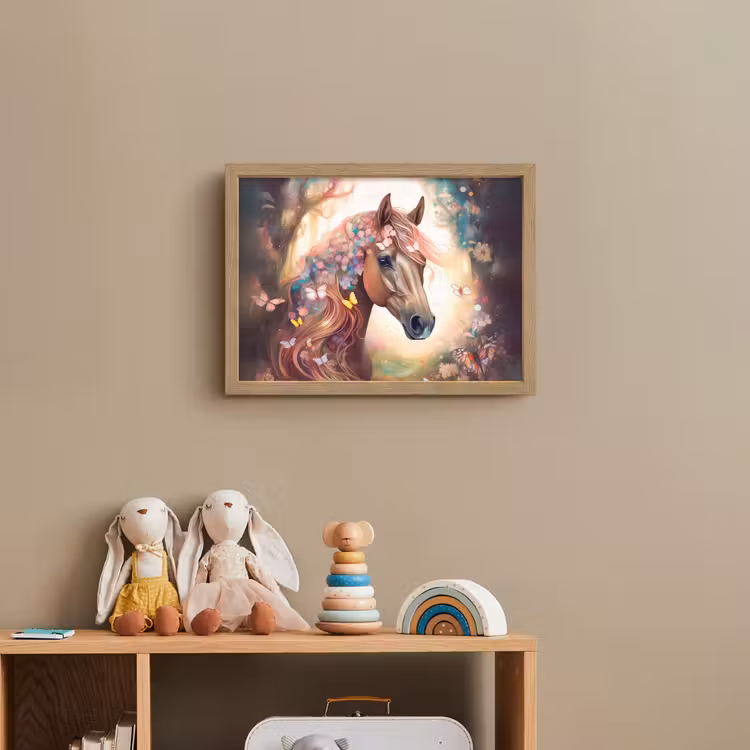 Paard - Natuur - Bloemen - Vlinders - Bos Light Box met batterij (Wandlamp kind) middel -sfeer2_kind