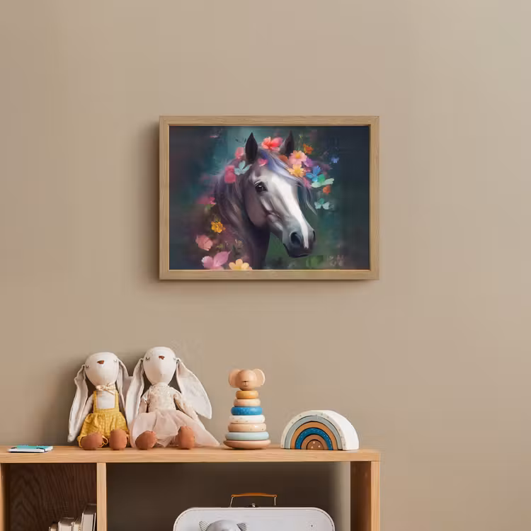 Paard - Natuur - Bloemen - Bos - Dieren Light Box met batterij (Wandlamp kind) middel -sfeer2_kind