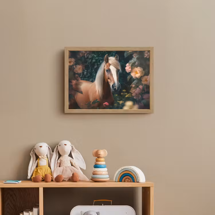 Paard - Natuur - Bloemen - Bos - Dieren Light Box met batterij (Wandlamp kind) middel -sfeer2_kind
