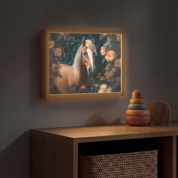 Paard - Natuur - Bloemen - Bos - Dieren Light Box met batterij (Wandlamp kind) middel -sfeer5_kind