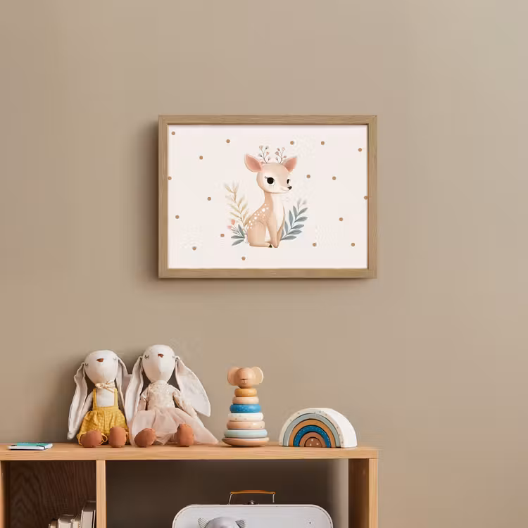 Illustratie - Stippen - Hertje - Aquarel Light Box met batterij (Wandlamp kind) middel -sfeer2_kind