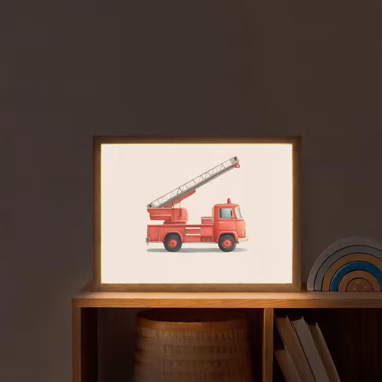 Illustratie - Brandweer - Rood - Minimalistisch Light Box met batterij (Wandlamp kind) middel -sfeer1_kind