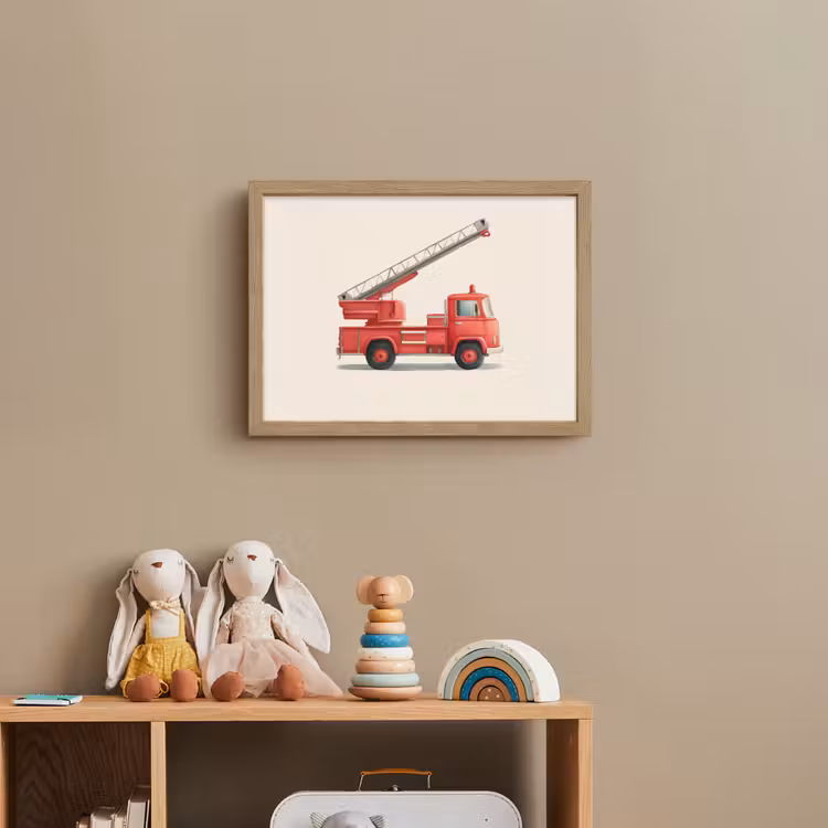 Illustratie - Brandweer - Rood - Minimalistisch Light Box met batterij (Wandlamp kind) middel -sfeer2_kind