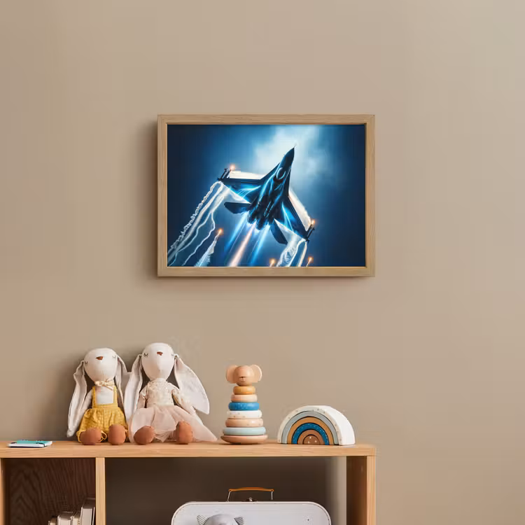 Straaljager - Blauw - Jongens Light Box met batterij (Wandlamp kind) middel -sfeer2_kind