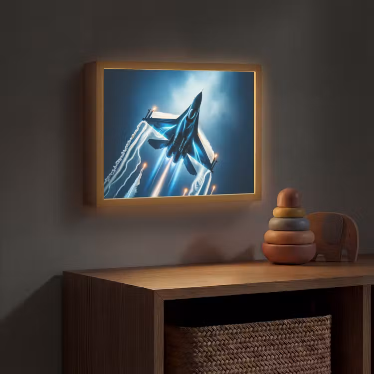 Straaljager - Blauw - Jongens Light Box met batterij (Wandlamp kind) middel -sfeer5_kind