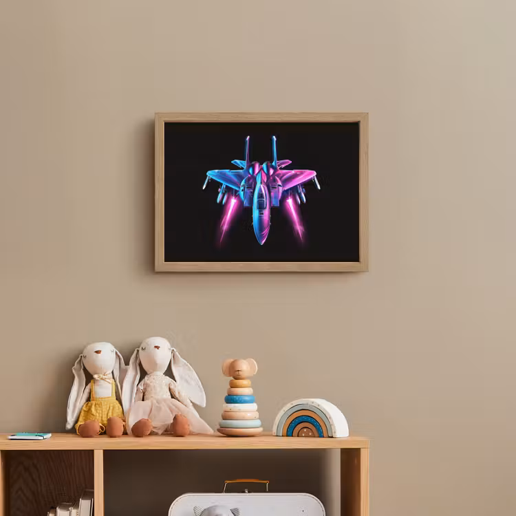Straaljager - Blauw - Kleuren - Jongens - Zwart Light Box met batterij (Wandlamp kind) middel -sfeer2_kind