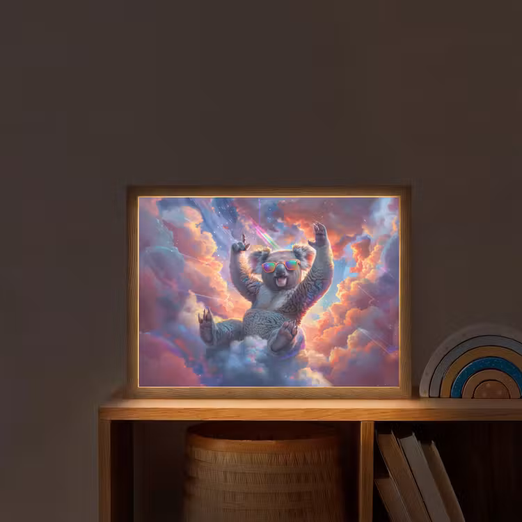 Koala - Dier - Zonnebril - Wolken Light Box met batterij (Wandlamp kind) middel -sfeer1_kind