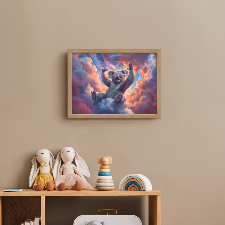 Koala - Dier - Zonnebril - Wolken Light Box met batterij (Wandlamp kind) middel -sfeer2_kind