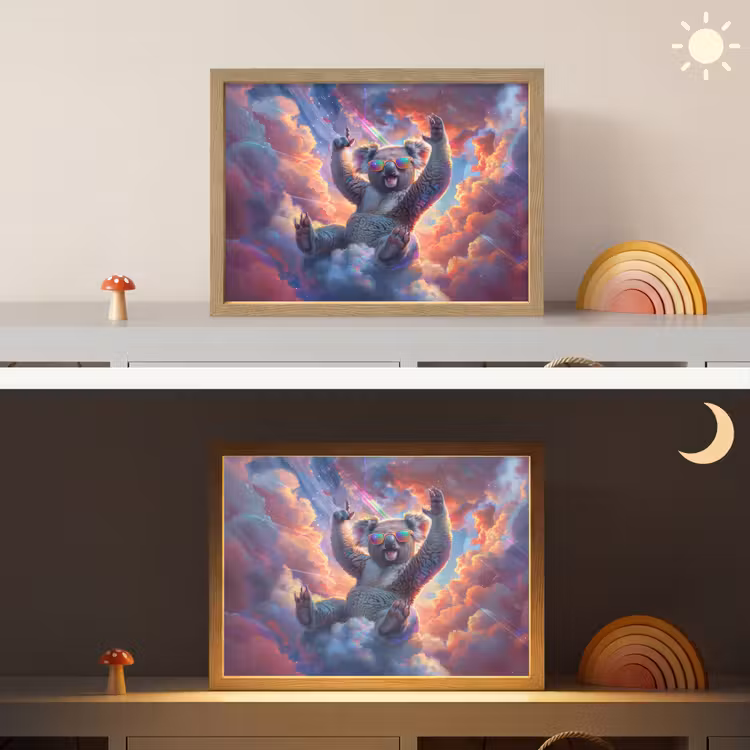 Koala - Dier - Zonnebril - Wolken Light Box met batterij (Wandlamp kind) middel -sfeer3_kind