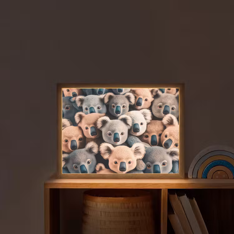 Koala - Dieren - Patronen - Grijs - Bruin - Kinderen Light Box met batterij (Wandlamp kind) middel -sfeer1_kind