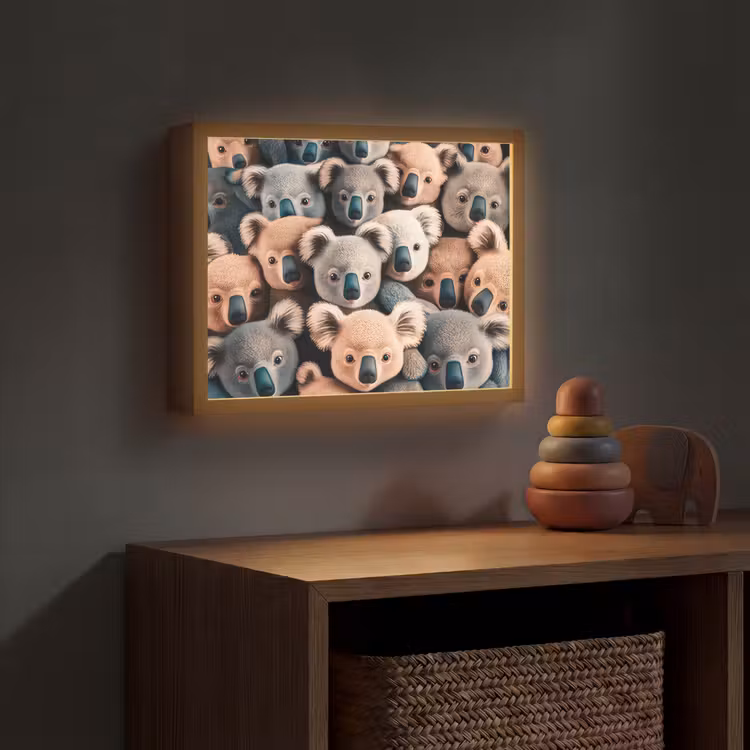 Koala - Dieren - Patronen - Grijs - Bruin - Kinderen Light Box met batterij (Wandlamp kind) middel -sfeer5_kind