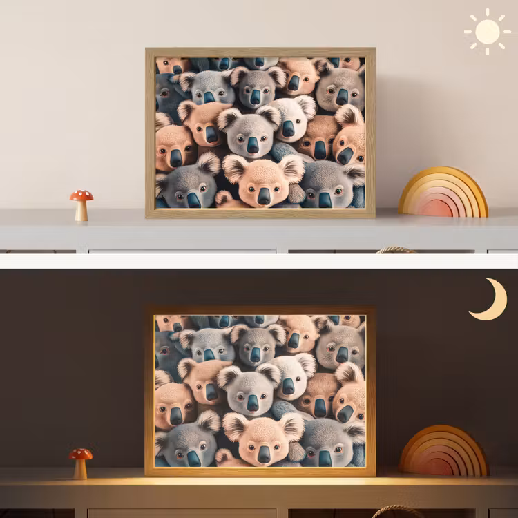 Koala - Dieren - Patronen - Grijs - Bruin - Kinderen Light Box met batterij (Wandlamp kind) middel -sfeer3_kind