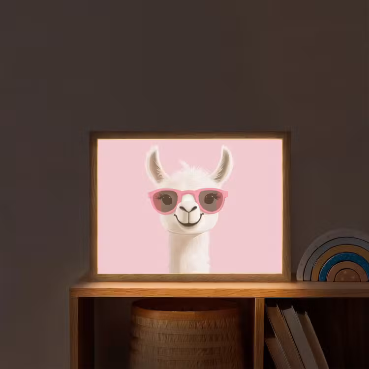 Lama - Zonnebril - Roze Light Box met batterij (Wandlamp kind) middel -sfeer1_kind