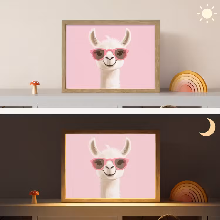 Lama - Zonnebril - Roze Light Box met batterij (Wandlamp kind) middel -sfeer3_kind