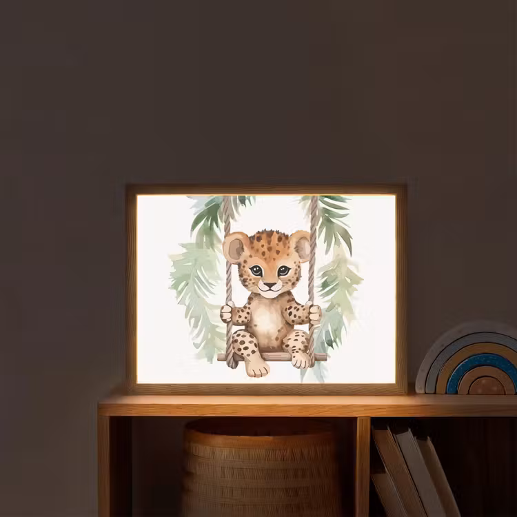 Luipaard - Dier - Kinderen - Jungle Light Box met batterij (Wandlamp kind) middel -sfeer1_kind