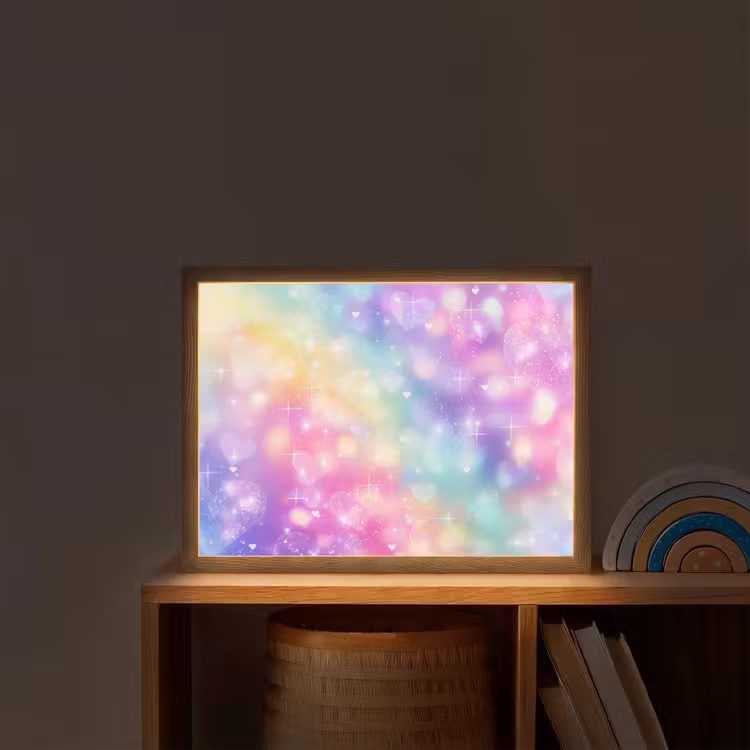 Licht - Regenboog - Hartjes Light Box met batterij (Wandlamp kind) middel -sfeer1_kind