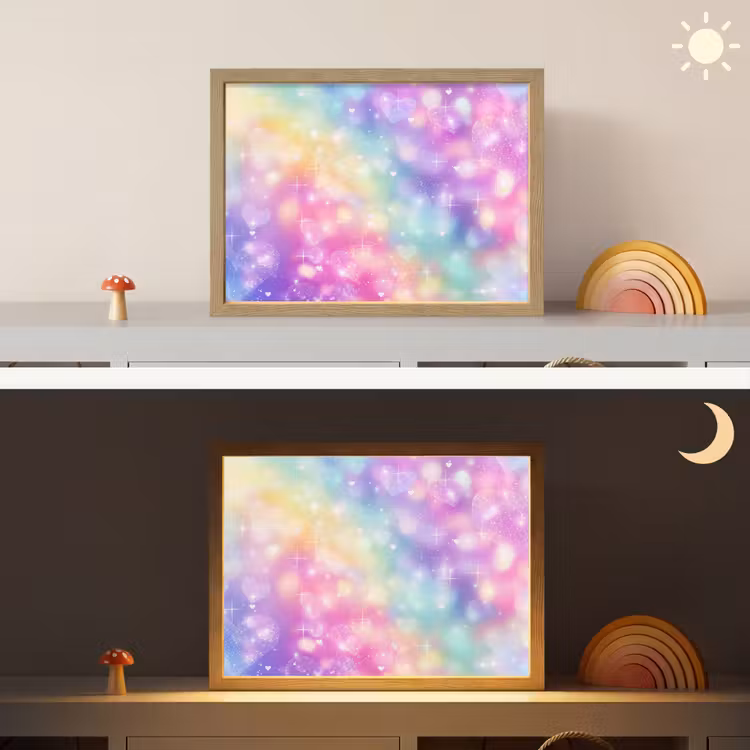 Licht - Regenboog - Hartjes Light Box met batterij (Wandlamp kind) middel -sfeer3_kind