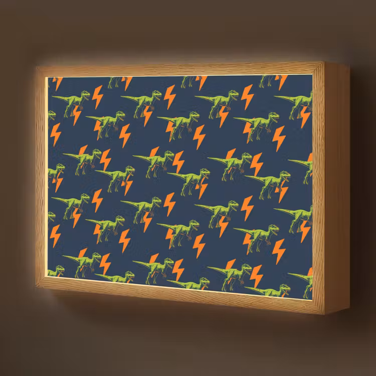 Bliksemschichten - Oranje - Dinosaurussen Light Box met batterij (Wandlamp kind) middel -z3d_website
