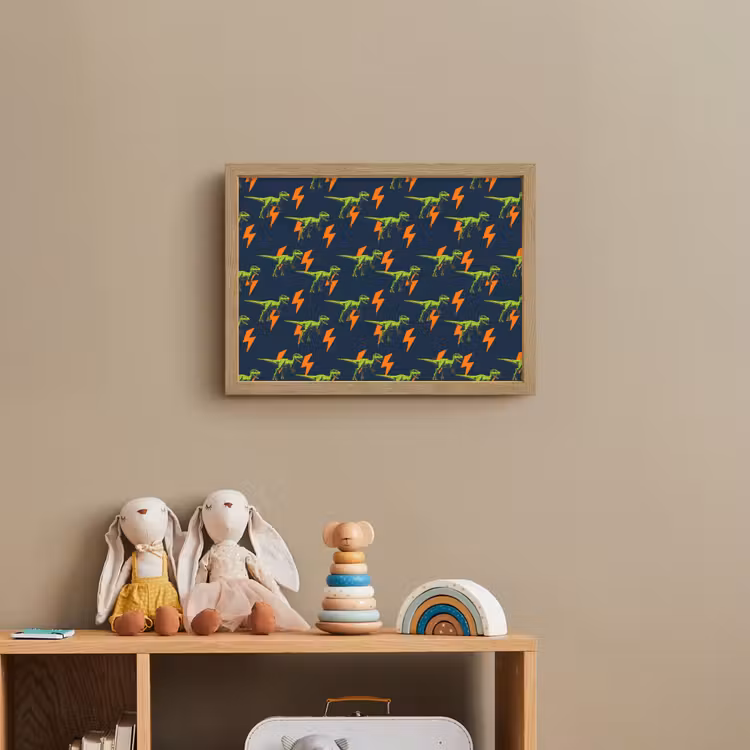 Bliksemschichten - Oranje - Dinosaurussen Light Box met batterij (Wandlamp kind) middel -sfeer2_kind