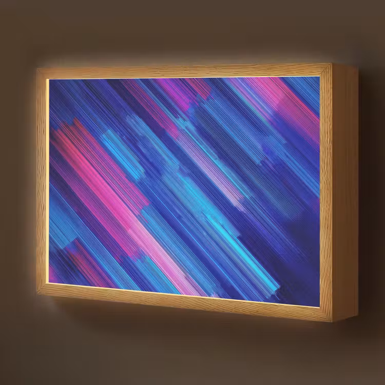 Lijnen - Abstract - Patroon - Donkerblauw Light Box met batterij (Wandlamp kind) middel -z3d_website