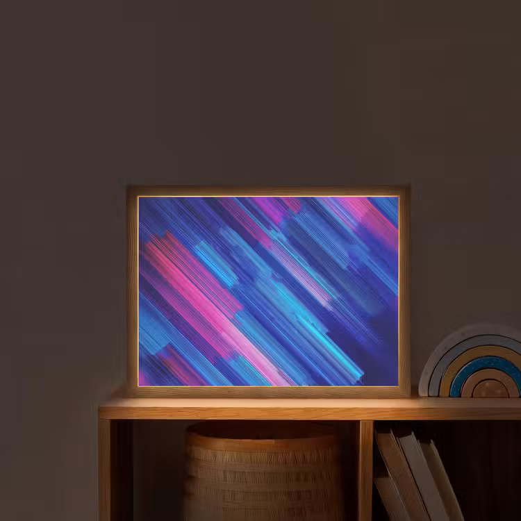 Lijnen - Abstract - Patroon - Donkerblauw Light Box met batterij (Wandlamp kind) middel -sfeer1_kind