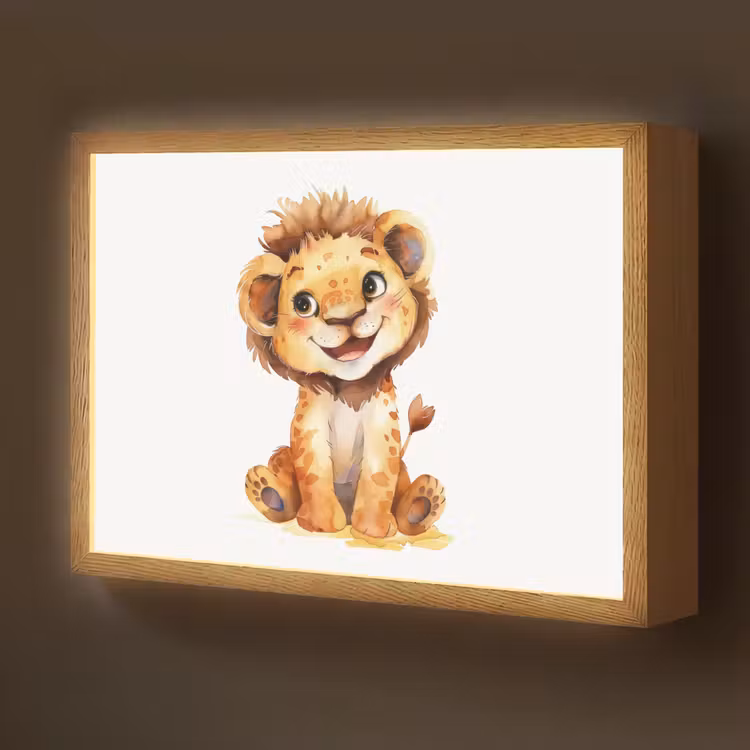 Leeuw - Baby dier Light Box met batterij (Wandlamp kind) middel -z3d_website