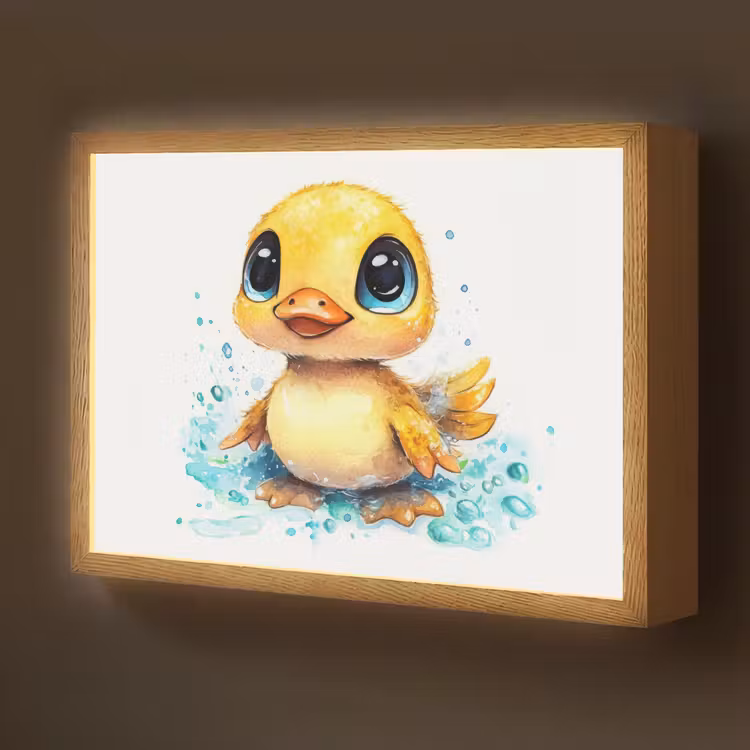 Eendje - Badeend - Geel Light Box met batterij (Wandlamp kind) middel -z3d_website