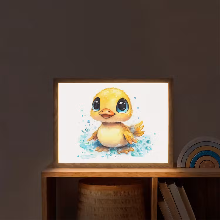 Eendje - Badeend - Geel Light Box met batterij (Wandlamp kind) middel -sfeer1_kind
