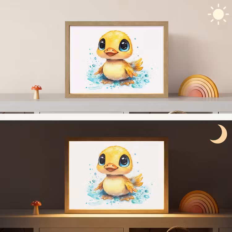 Eendje - Badeend - Geel Light Box met batterij (Wandlamp kind) middel -sfeer3_kind