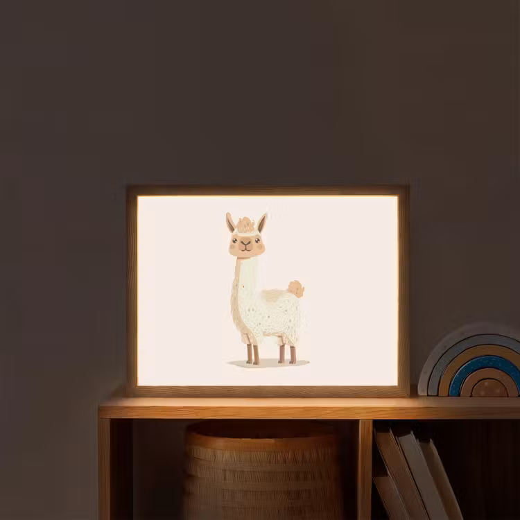 Lama - Dieren - Boerderij - Pastel Light Box met batterij (Wandlamp kind) middel -sfeer1_kind
