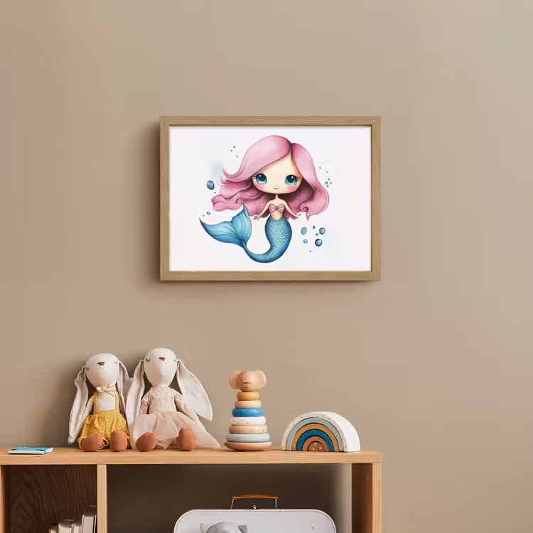 Zeemeermin - Roze - Luchtbellen Light Box met batterij (Wandlamp kind) middel -sfeer2_kind