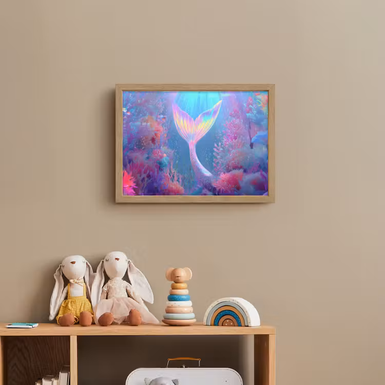 Zeemeerminnenstaart - Koraal - Water Light Box met batterij (Wandlamp kind) middel -sfeer2_kind
