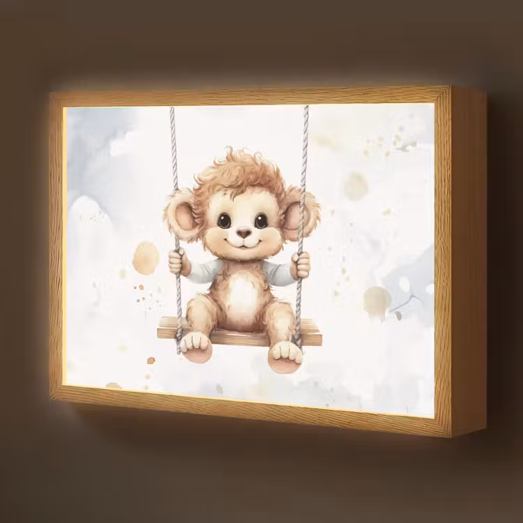 Aap - Dier - Kinderen Light Box met batterij (Wandlamp kind) middel -z3d_website