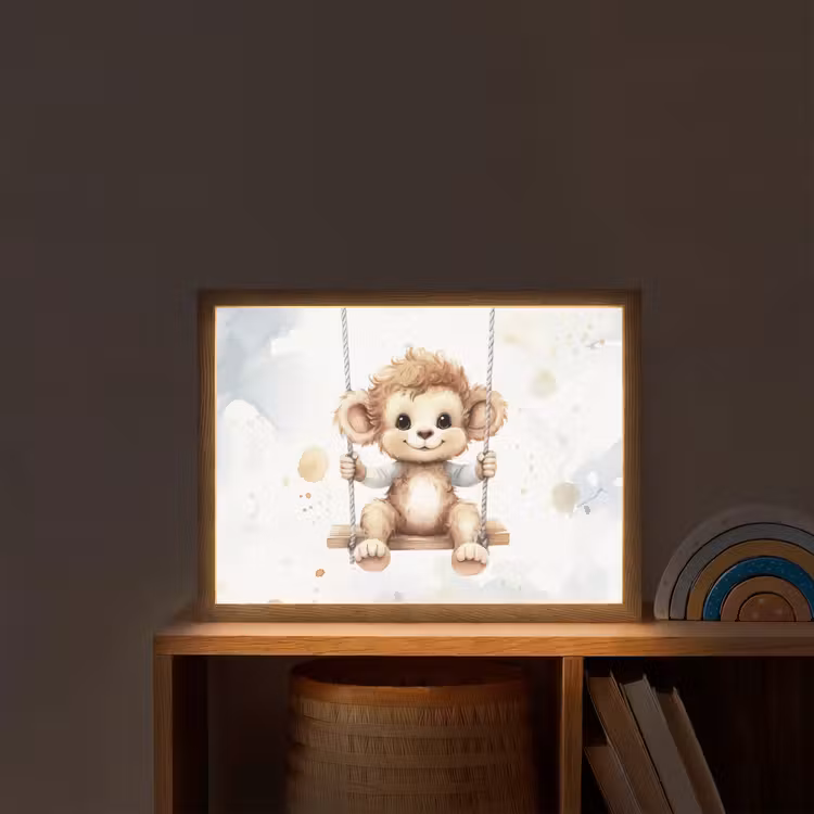 Aap - Dier - Kinderen Light Box met batterij (Wandlamp kind) middel -sfeer1_kind