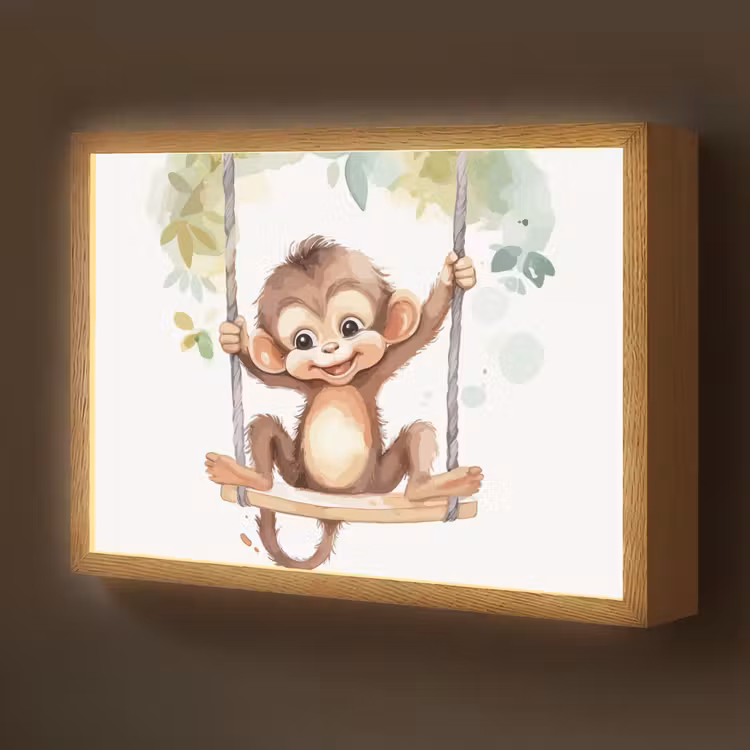 Aap - Dier - Kinderen - Jungle Light Box met batterij (Wandlamp kind) middel -z3d_website