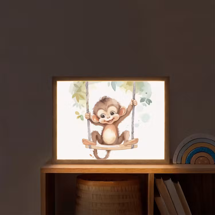 Aap - Dier - Kinderen - Jungle Light Box met batterij (Wandlamp kind) middel -sfeer1_kind
