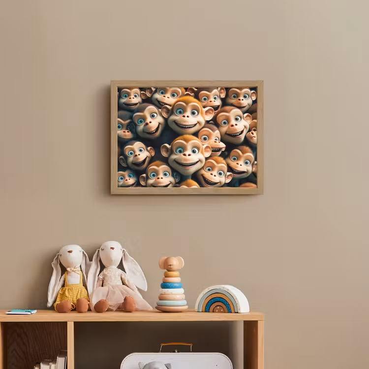 Aap - Dieren - Bruin - Design - Meiden - Jongens Light Box met batterij (Wandlamp kind) middel -sfeer2_kind