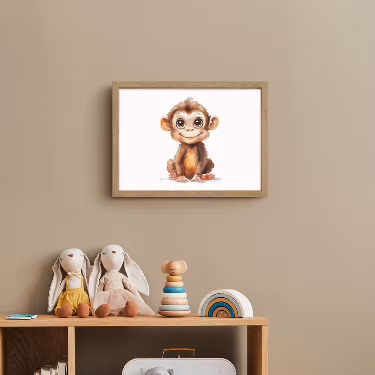 Aap - Baby - Jungle dieren Light Box met batterij (Wandlamp kind) middel -sfeer2_kind