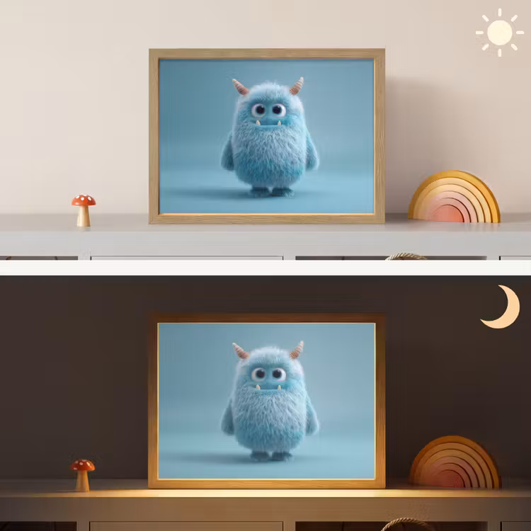 Monster - Blauw Light Box met batterij (Wandlamp kind) middel -sfeer3_kind